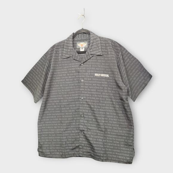 Harley-Davidson All Over Print “Quotes” button down short sleeve shirt Size L - Picture 2 of 6